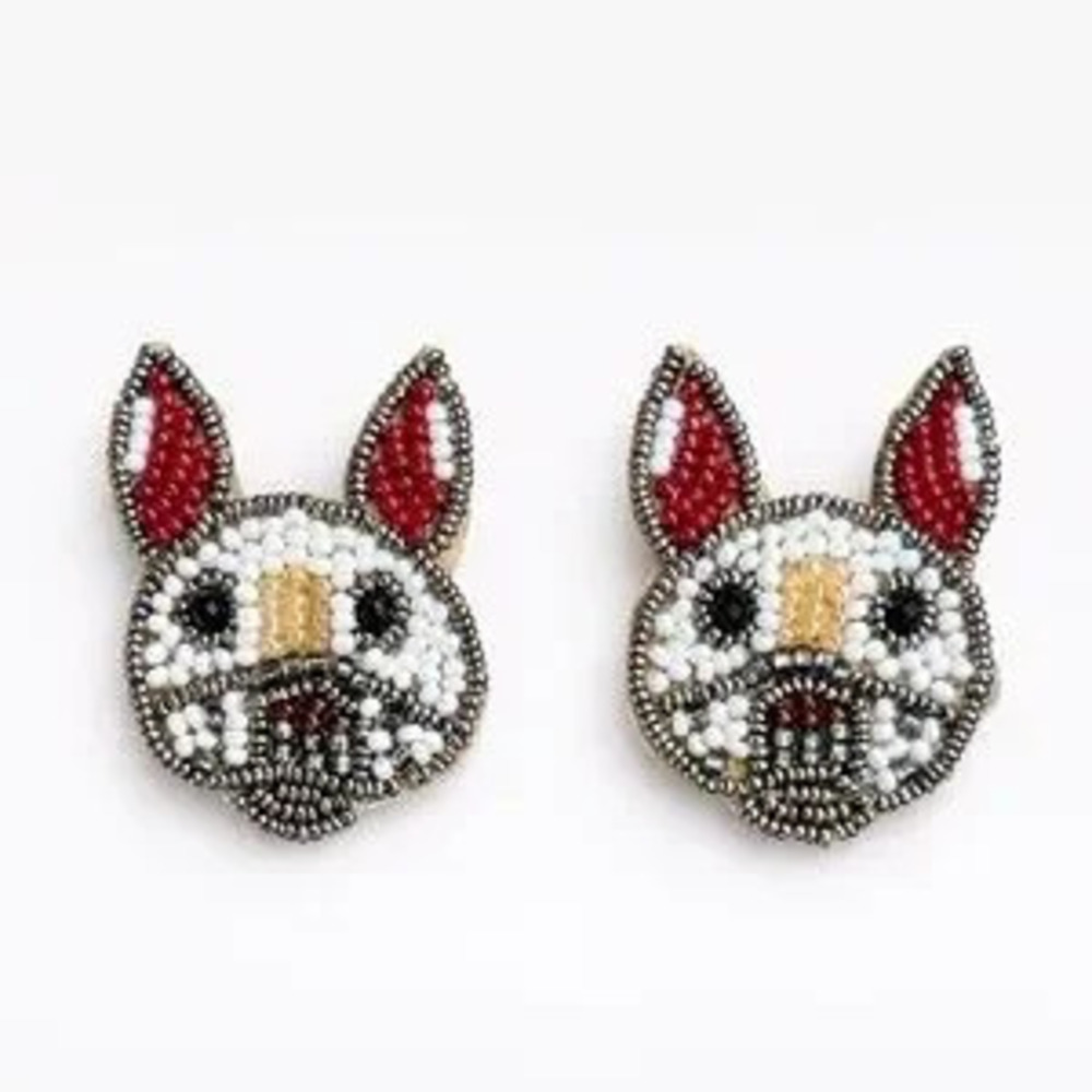?? Beaded Dog Face Earrings
